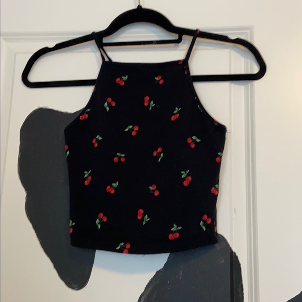 black cherry halter crop top tag on